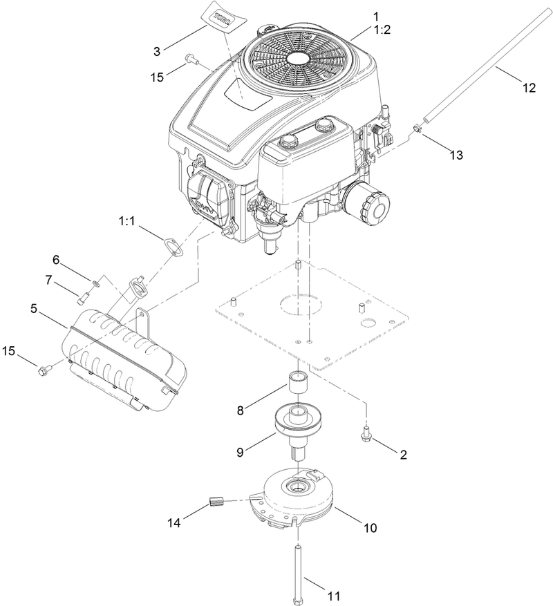 Engine Muffler and Clutch Assembly