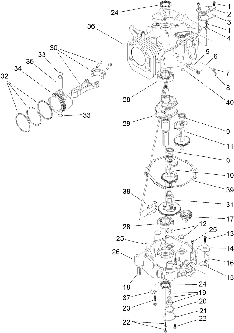 Crankshaft Camshaft and Piston Assembly