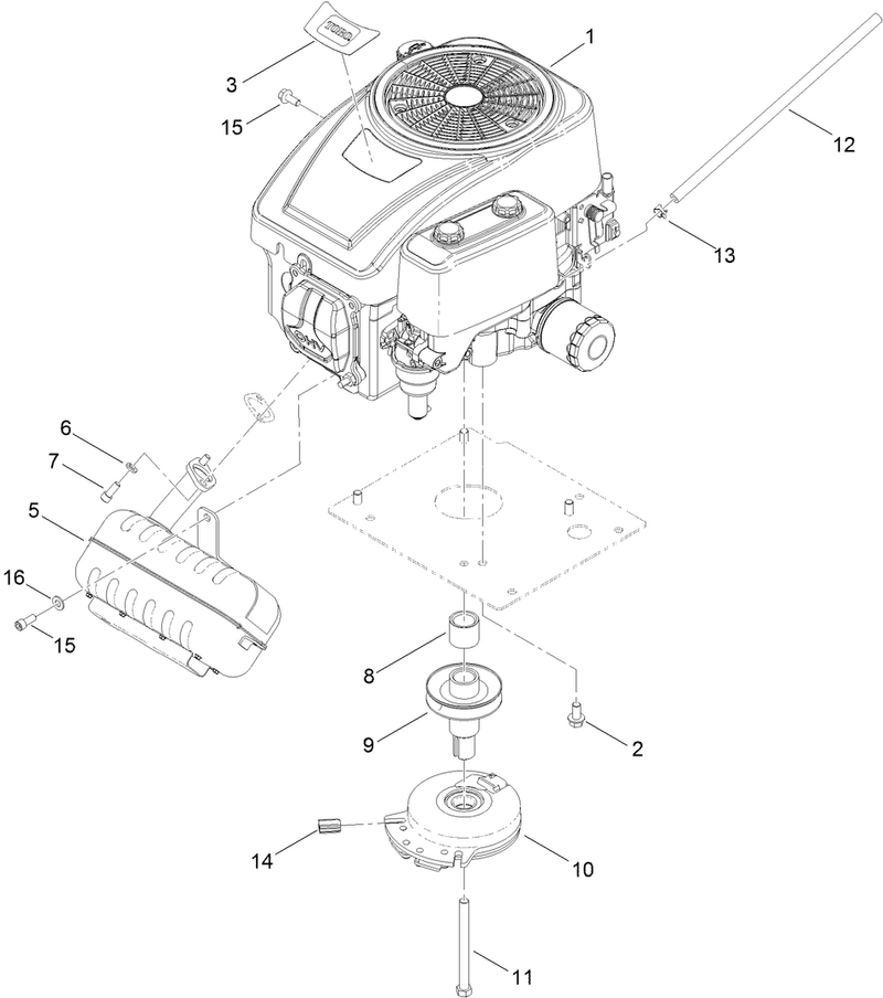 Engine Muffler and Clutch Assembly