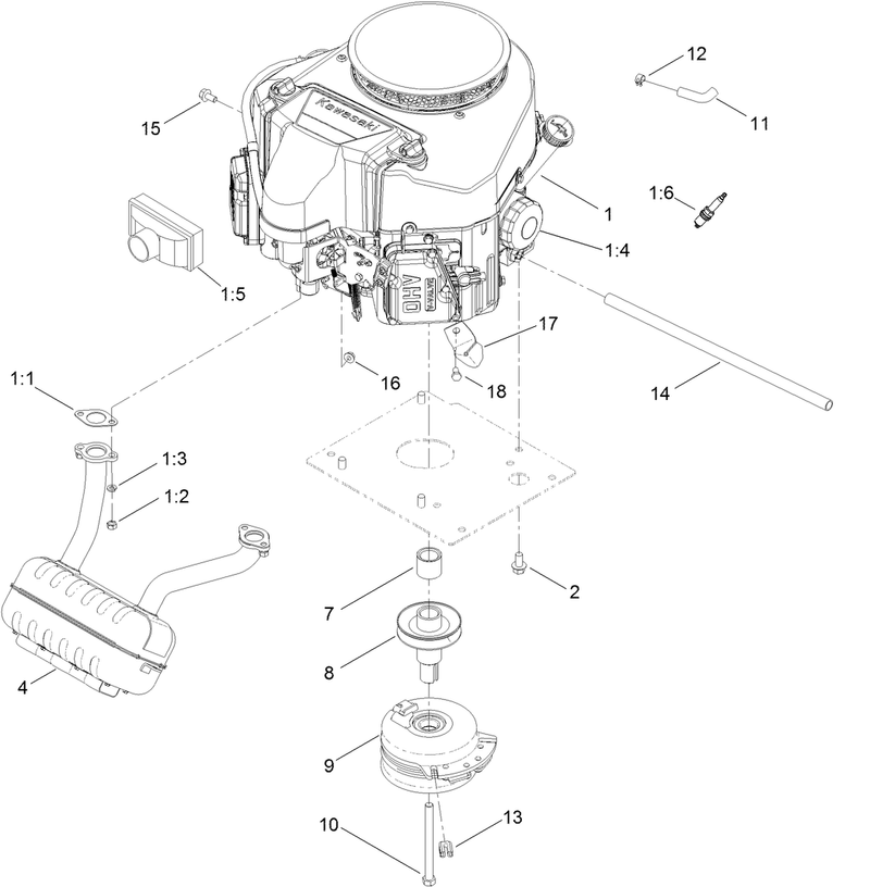 Engine Muffler and Clutch Assembly