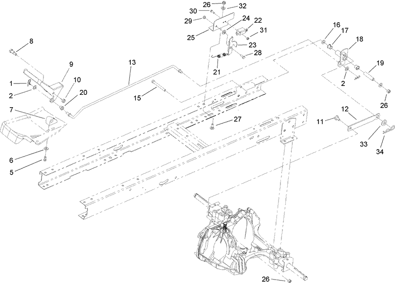 Hydro Transaxle Control and No Mow In Reverse Assembly