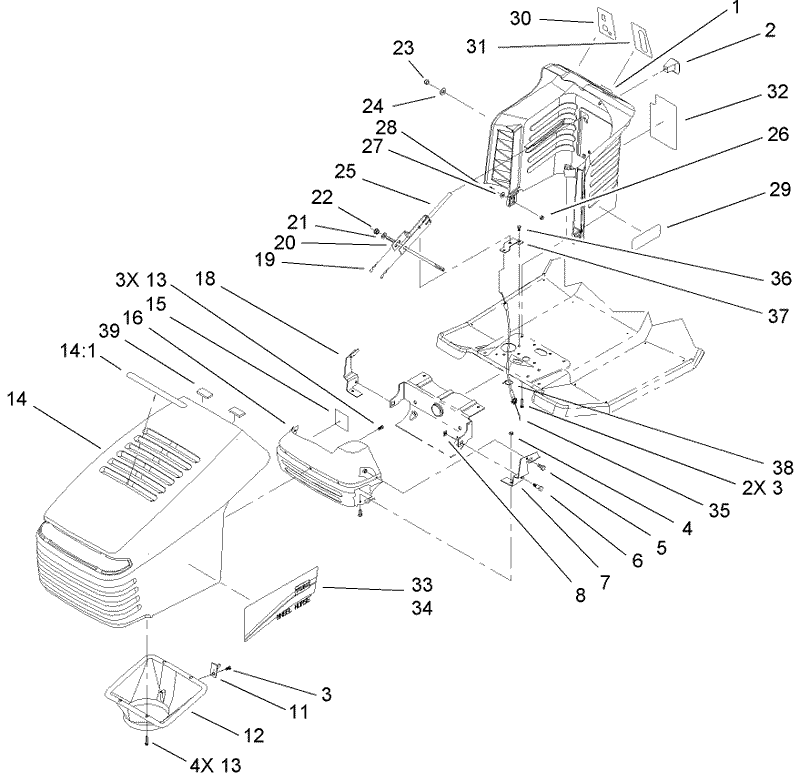 Hood and Tower Assembly