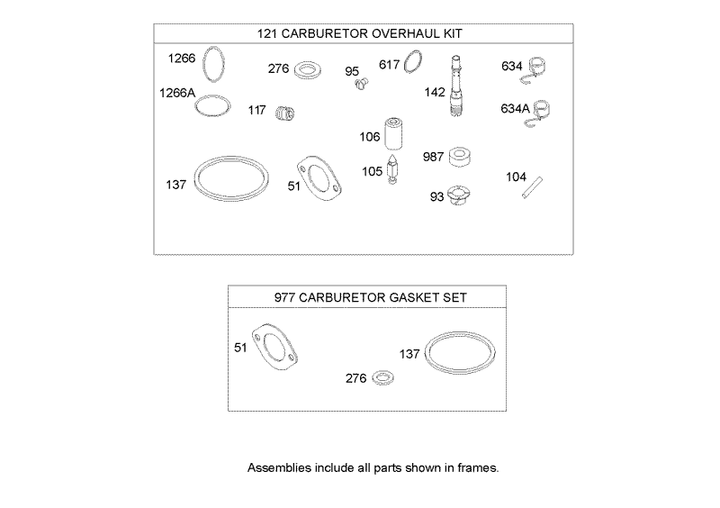 Carburetor Overhaul Kit Assembly Briggs and Stratton 31H777 0177 E1