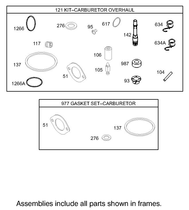 Carburetor Overhaul Kit Assembly Briggs and Stratton 31F777 0162 E1