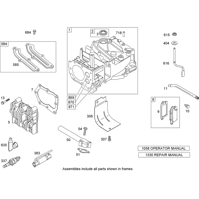 Cylinder Assembly Briggs and Stratton 12H805-1840-B1