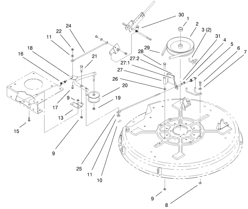 32in Deck Blade Drive and Braking Components Assembly