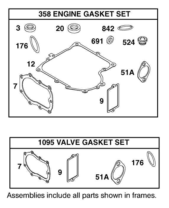 Gasket Assembly Engine Briggs And Stratton Model 288707 1142 E1