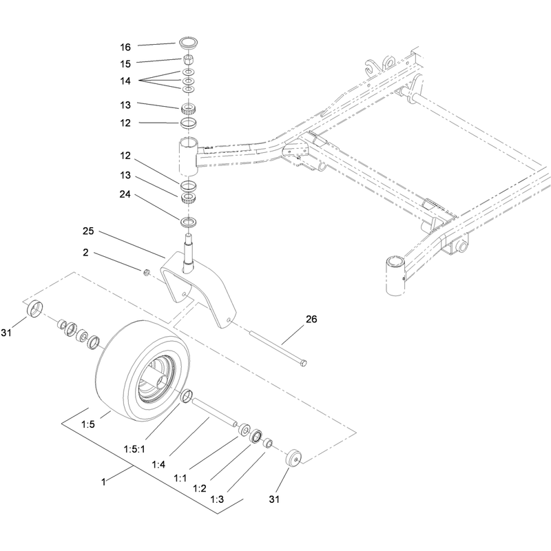 Caster Wheel and Fork Assembly