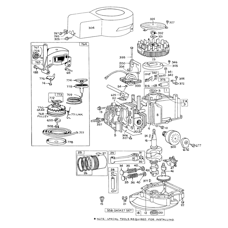 Engine Briggs and Stratton Model 92508-0844-01 for 19in Hand Propelled Model 16073