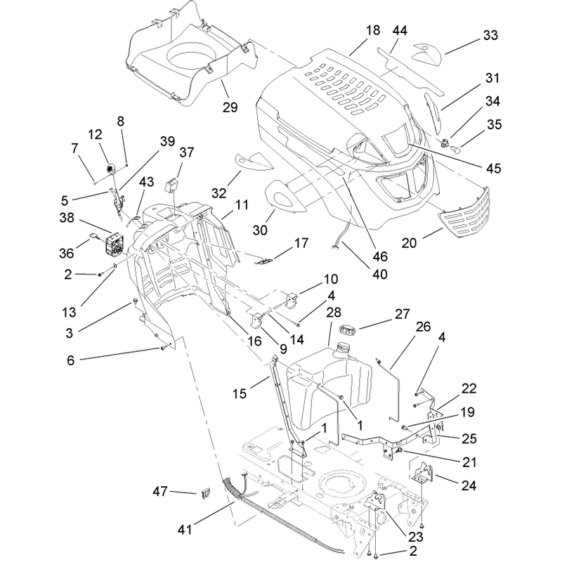 Fuel Tank and Hood Assembly