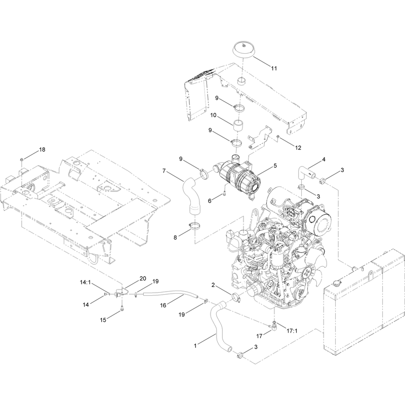 Air Cleaner and Radiator Hose Assembly