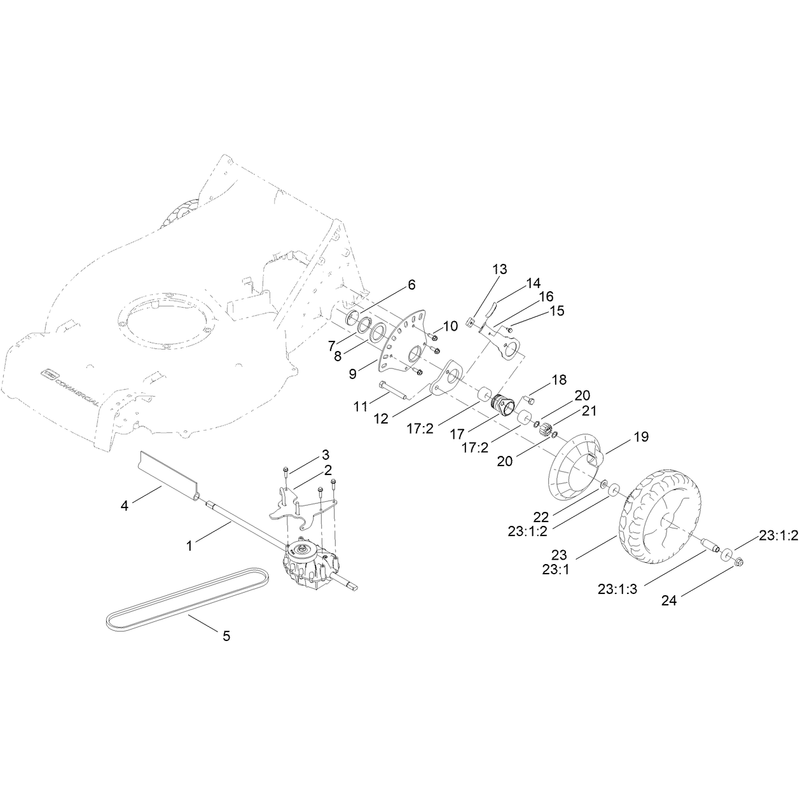 Transmission and Rear Wheel Assembly