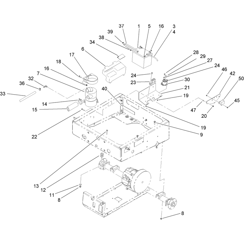 Drivetrain Mounting Battery and Air Cleaner Assembly