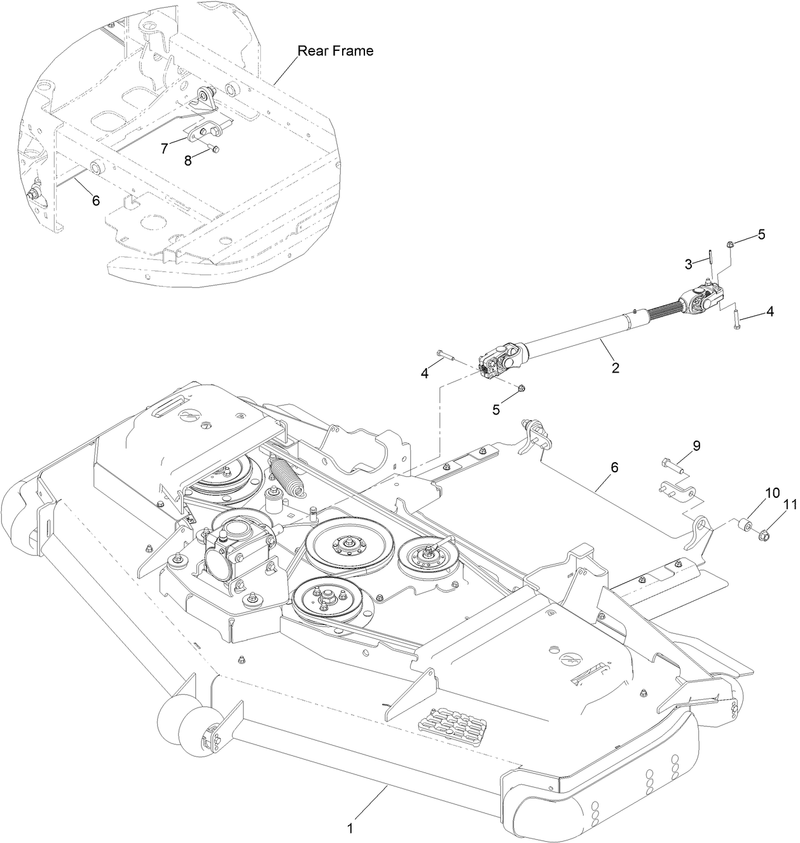 Deck Driveshaft and Tunnel Assembly