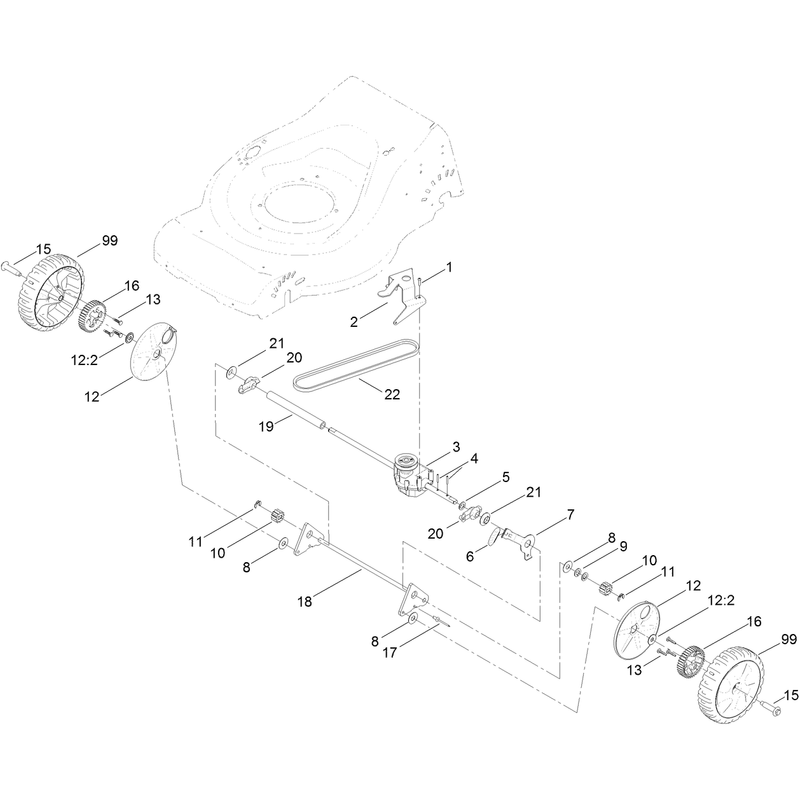 Transmission and Rear Wheel Drive Assembly