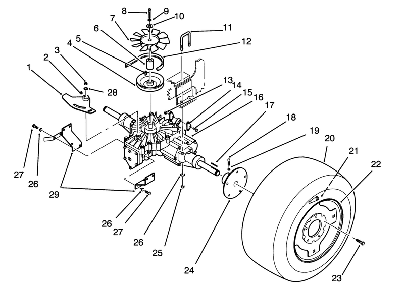 Rear Wheel And Transmission Assembly