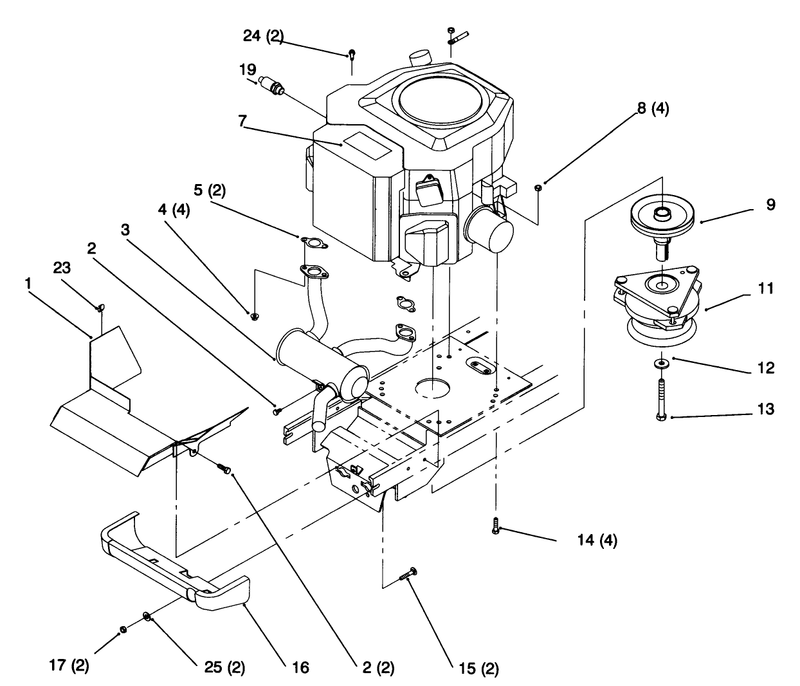 Twin Cylinder Engine Muffler And Pto