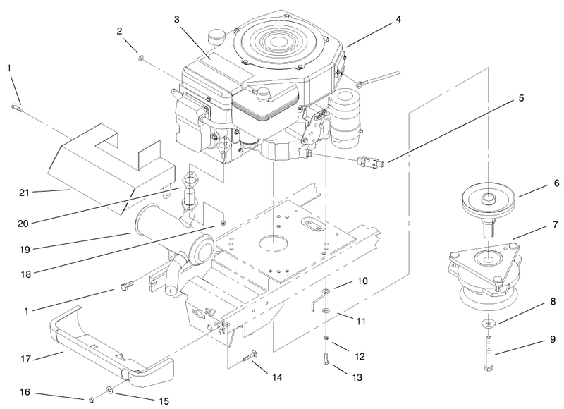 Engine Muffler and Pto Assembly