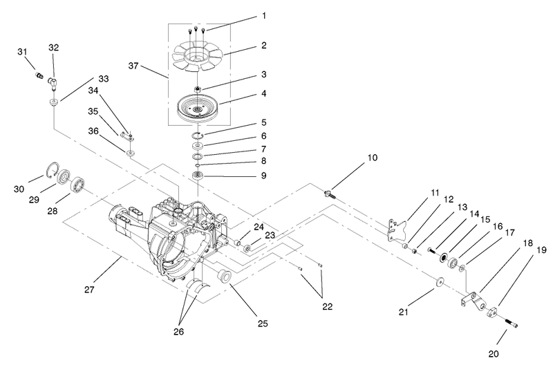 Hydrostatic Transmission No 104 2465 Housing And Fan Assembly