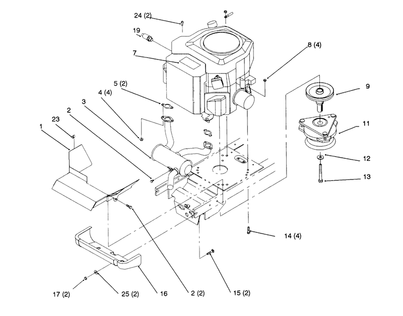 Twin Cylinder Engine Muffler And Pto