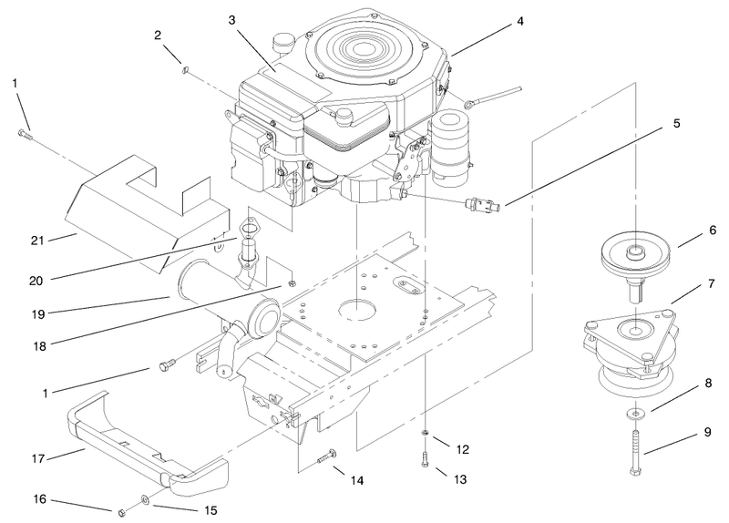Single Cyl Engine Muffler and Pto Assembly