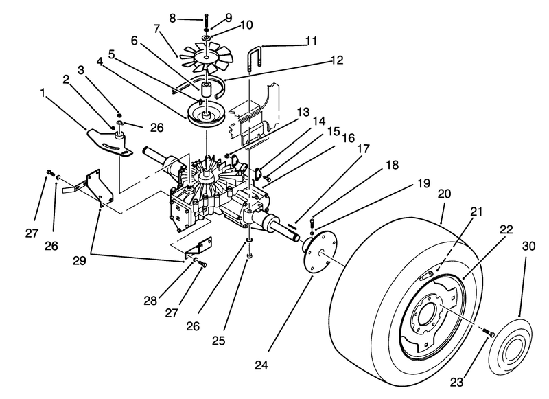Rear Wheel And Transmission Assembly