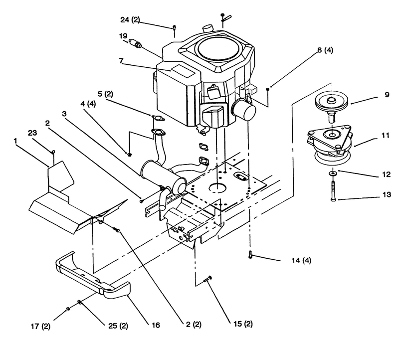 Twin Cylinder Engine Muffler And Pto