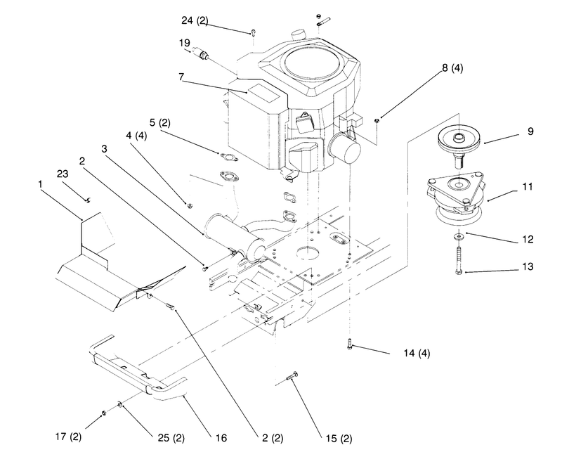 Twin Cylinder Engine Muffler And Pto