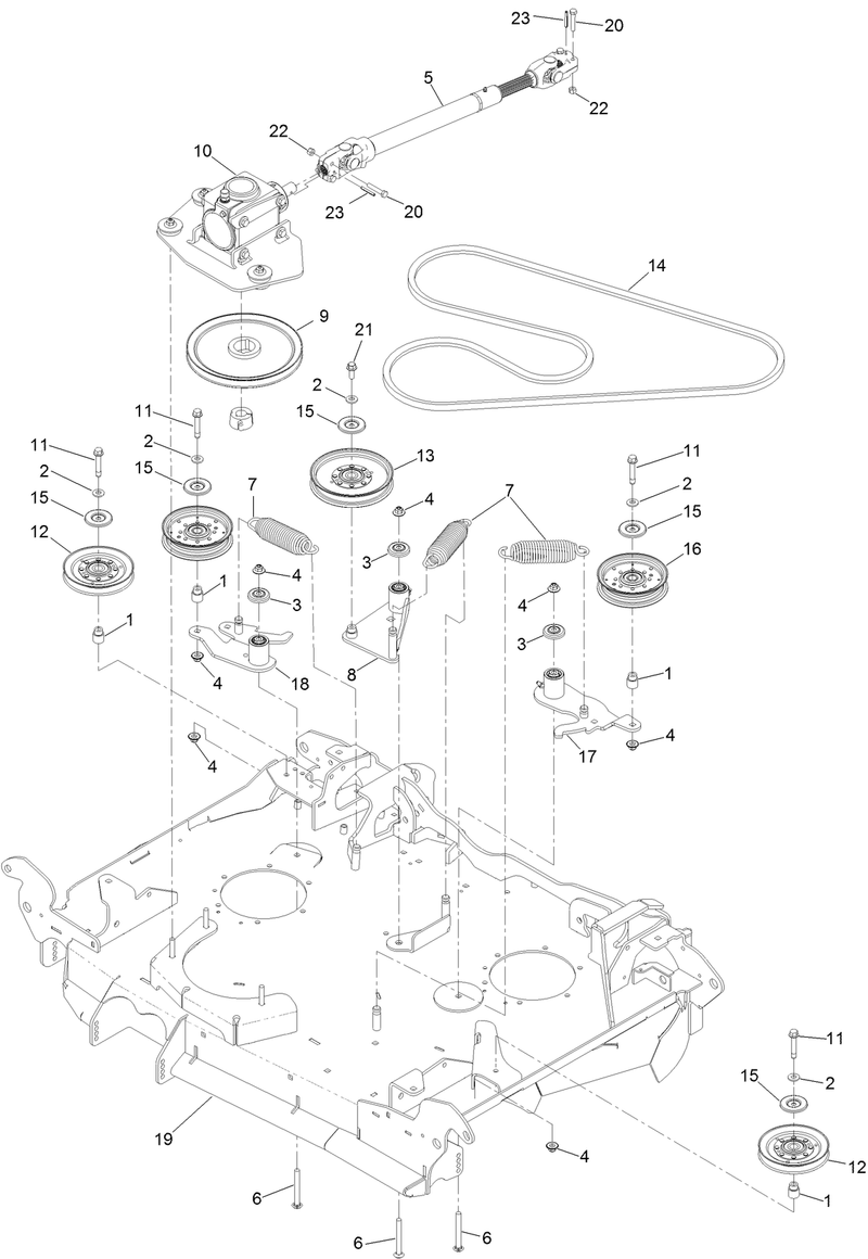 Center Deck and Drive Assembly