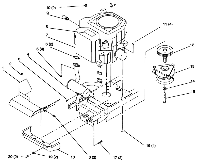 Twin Cylinder Engine Muffler And Pto