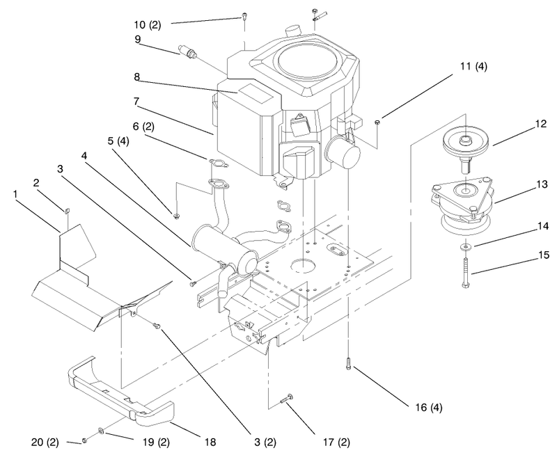 Twin Cylinder Engine Muffler And Pto
