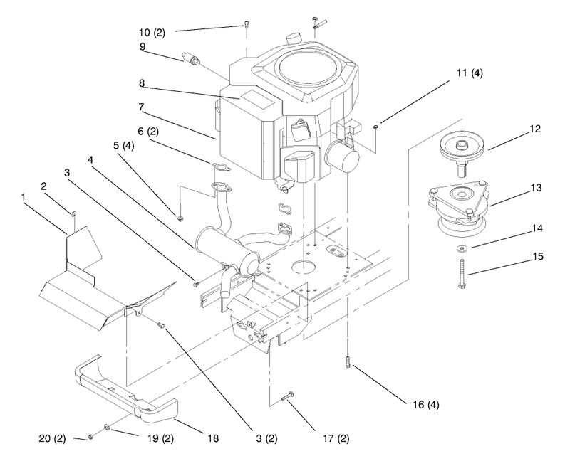 Twin Cylinder Engine Muffler And Pto