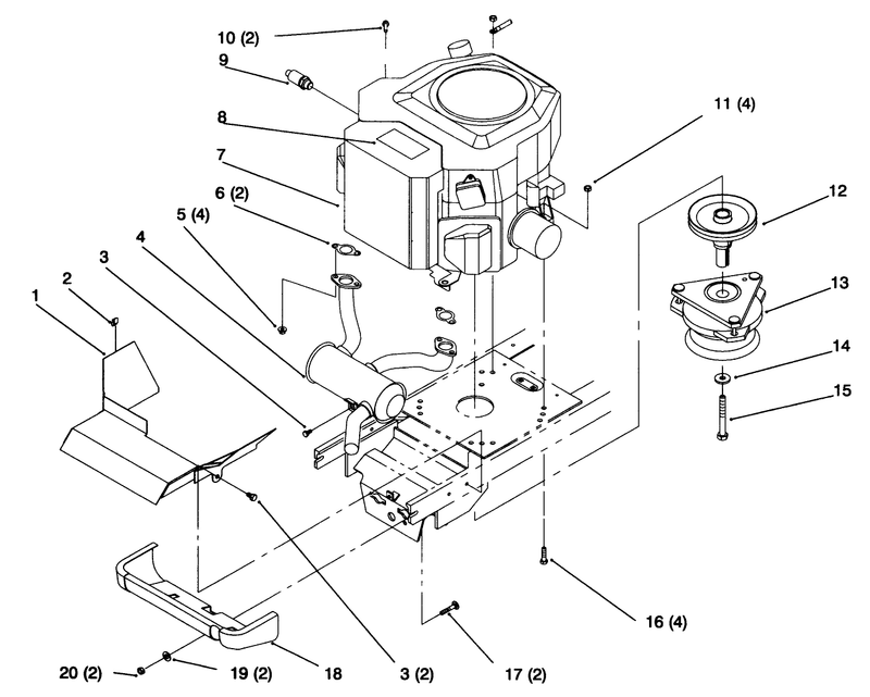 Twin Cylinder Engine Muffler And Pto
