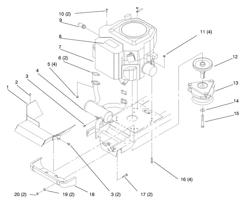 Twin Cylinder Engine Muffler And Pto
