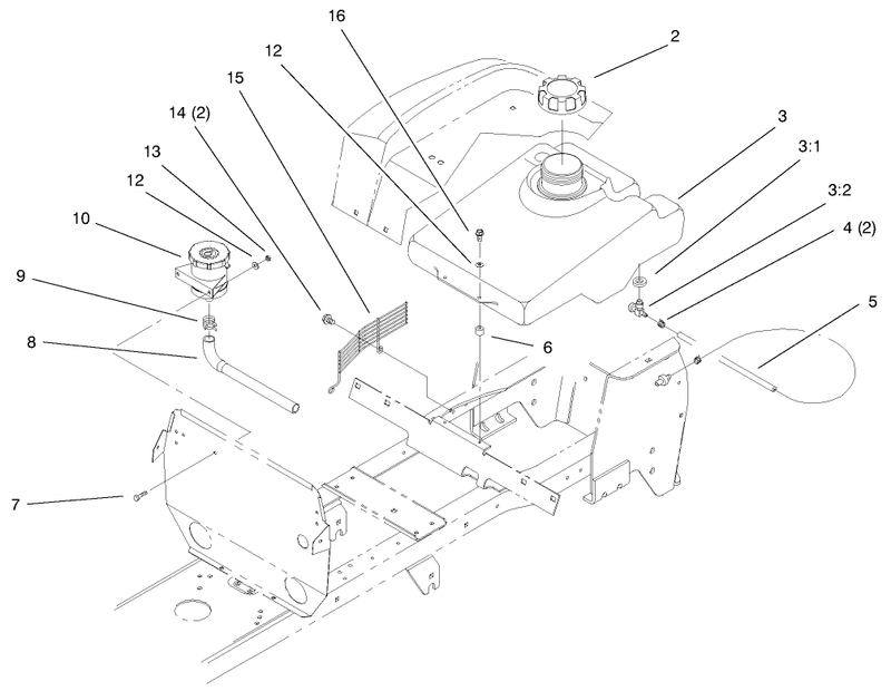 Fuel Tank and Hydro Reservoir Assembly