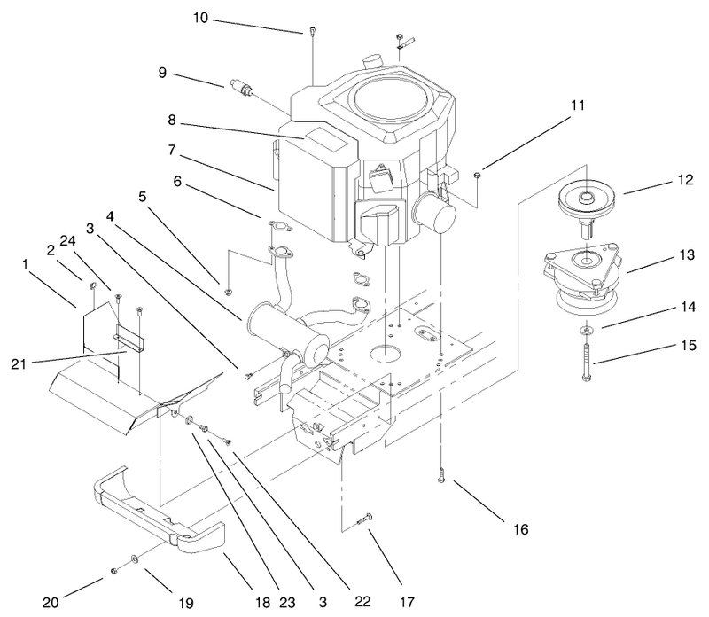 Twin Cyl Engine Muffler and Pto Assembly