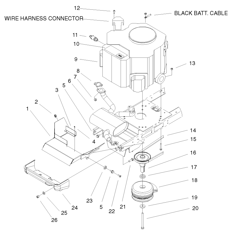 Twin Cylinder Engine Muffler and Pto Assembly