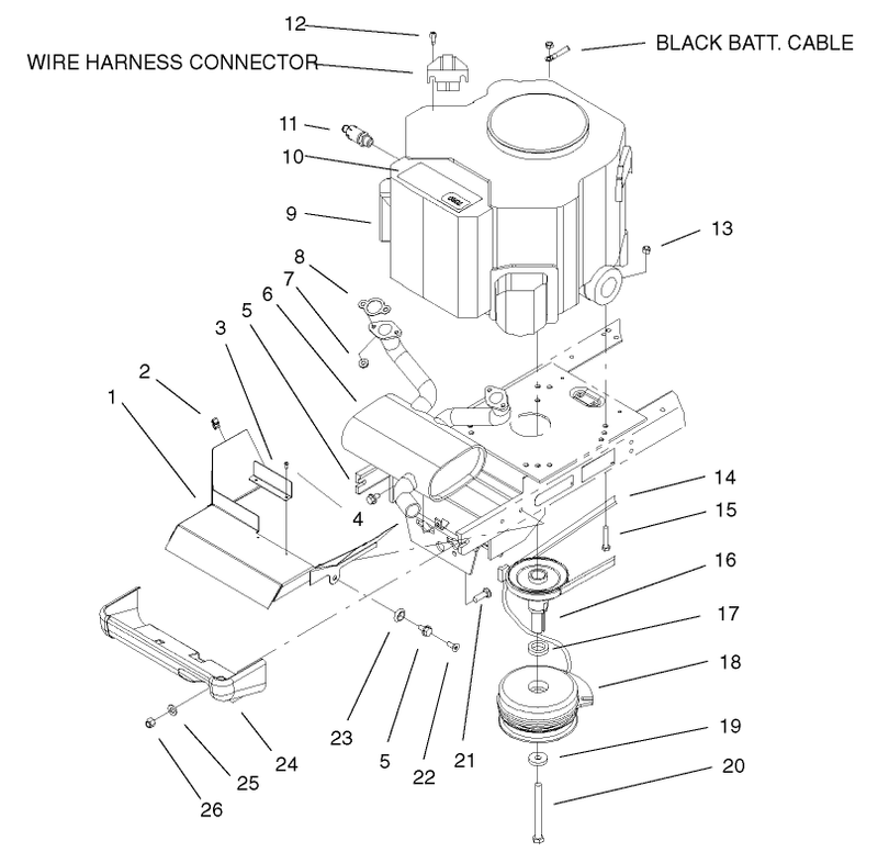 Twin Cylinder Engine Muffler And Pto Assembly