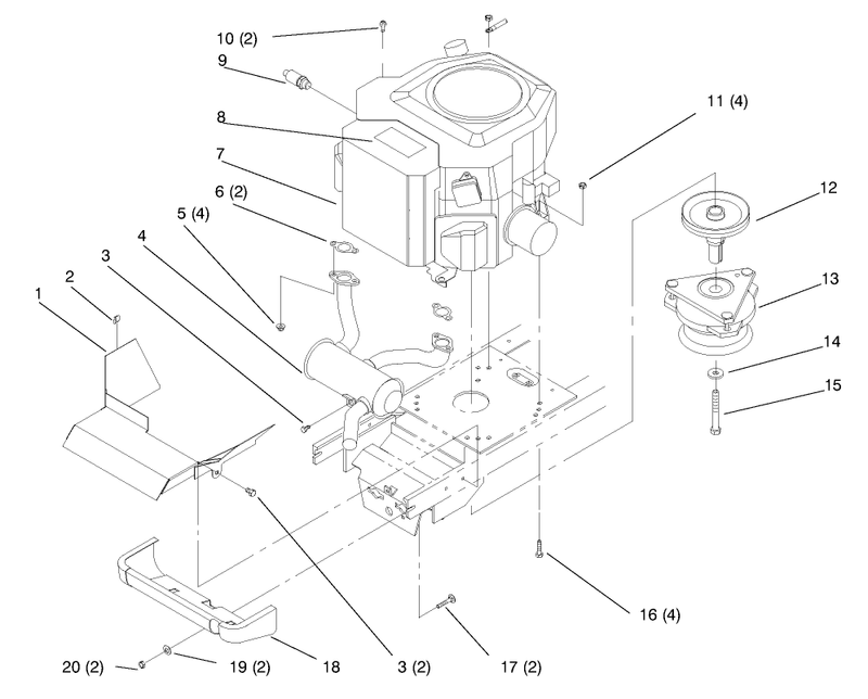 Twin Cylinder Engine Muffler And Pto
