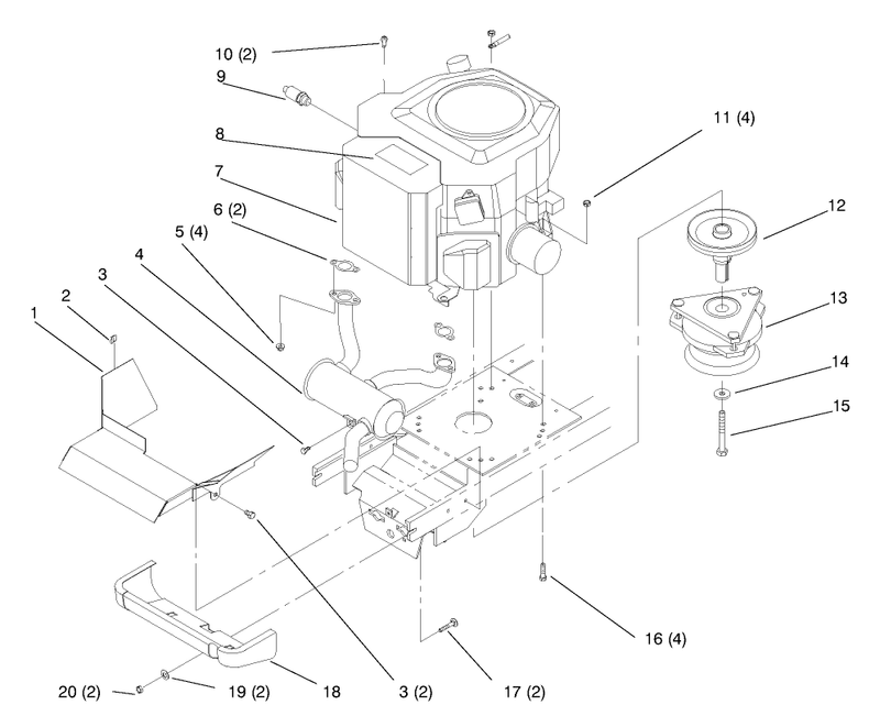 Twin Cylinder Engine Muffler And Pto