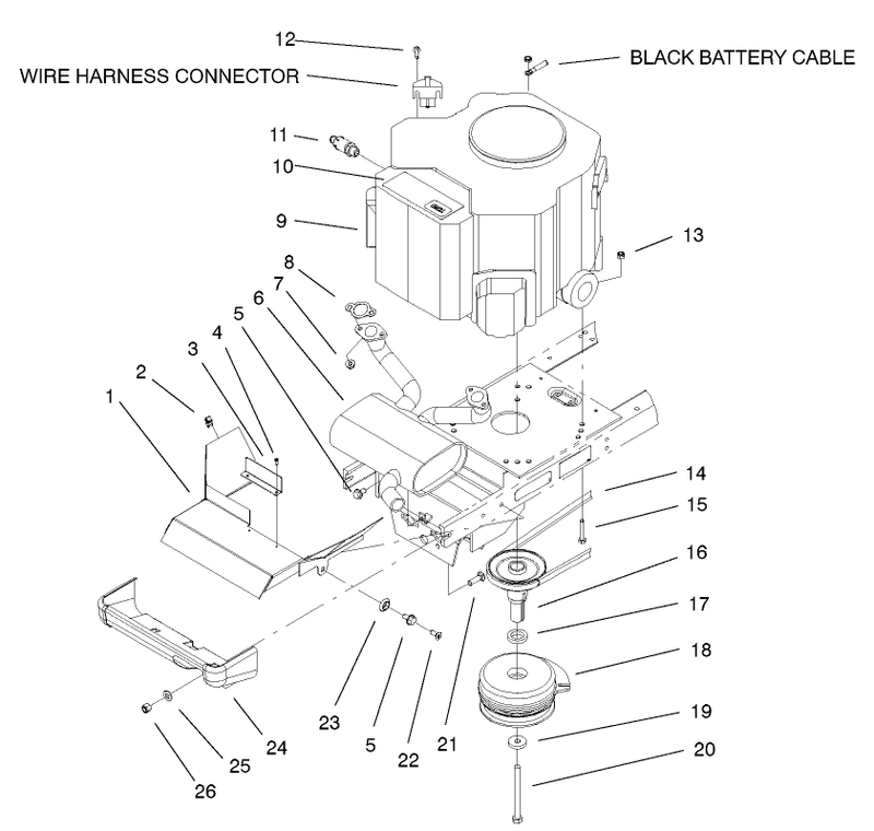 Twin Cylinder Engine Muffler And Pto Assembly