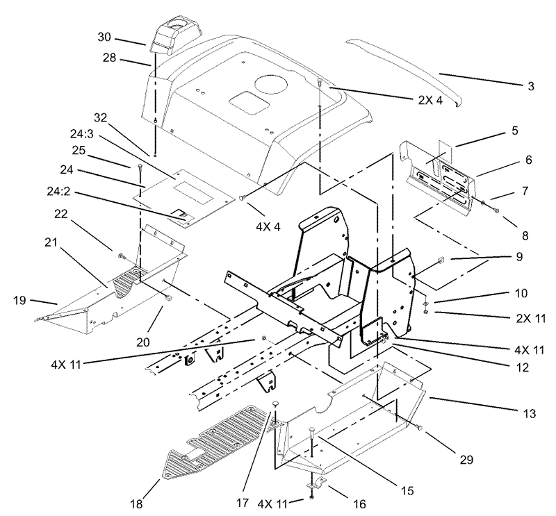 Fender and Footrests Assembly