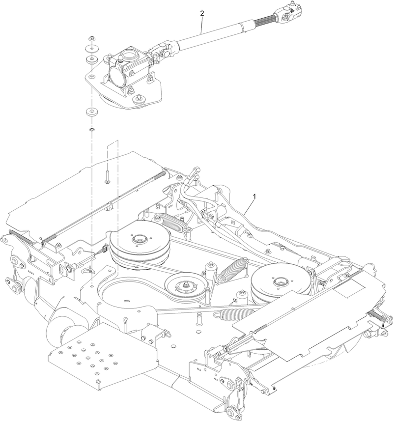 Center Deck Gear Box and Driveshaft Assembly