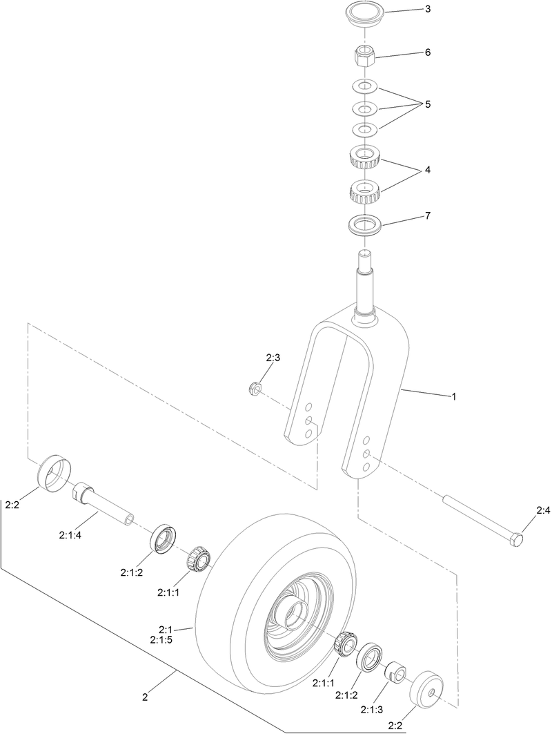 Caster Fork and Wheel Assembly