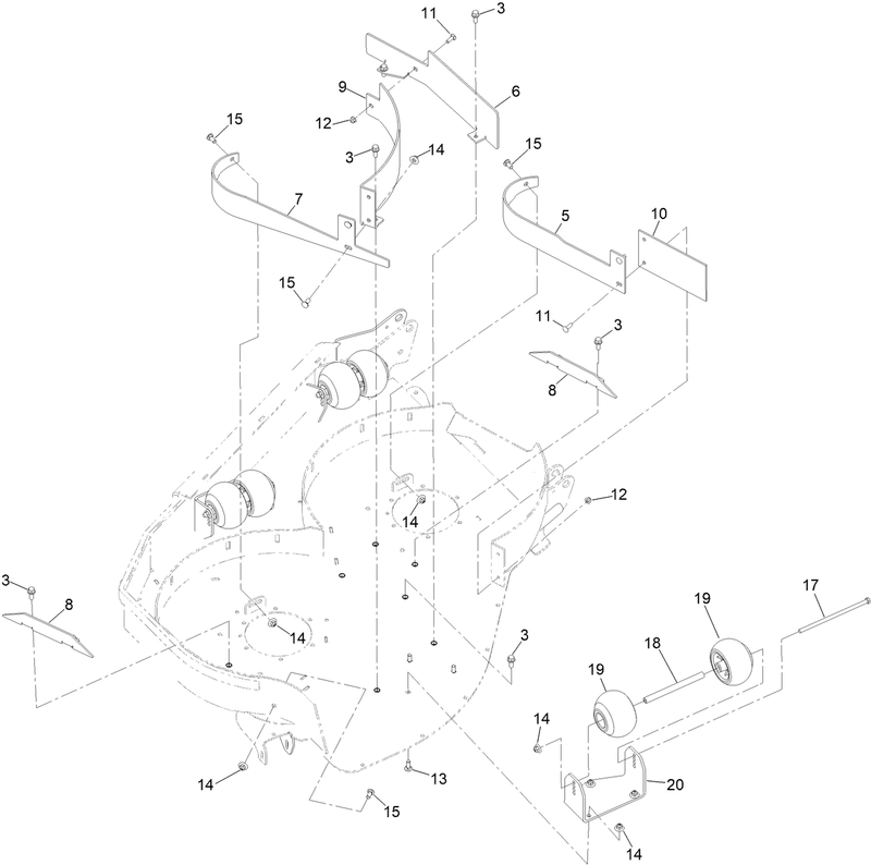 RH Wing Deck Baffle and Roller Assembly