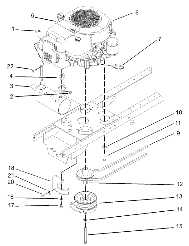 Single Cylinder Engine Muffler and PTO Assembly