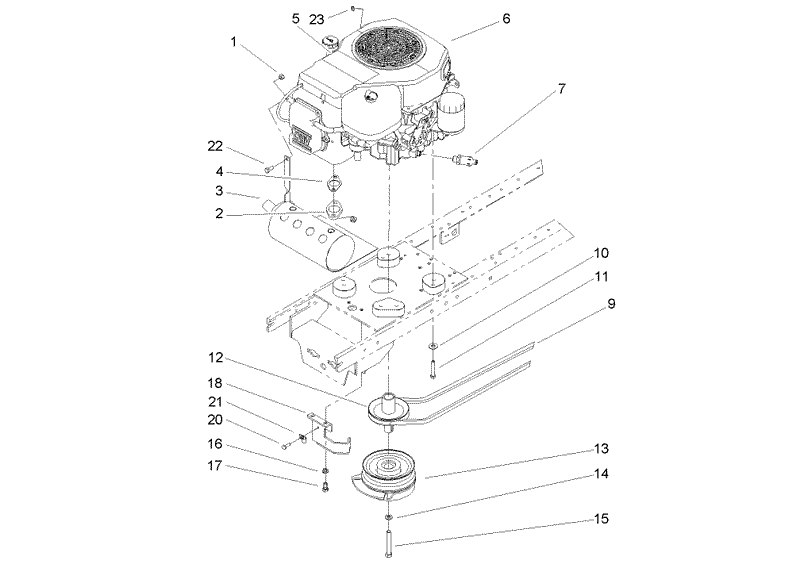 Engine Muffler and PTO Assembly