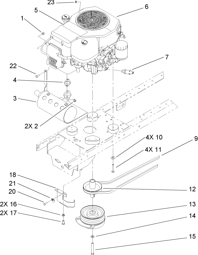 Engine Muffler and PTO Assembly