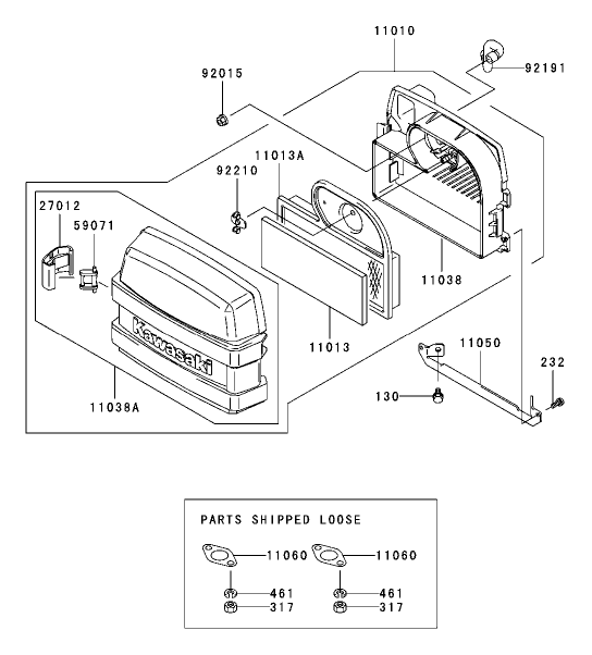 Air FilterMuffler Assembly Kawasaki FH541V AS04