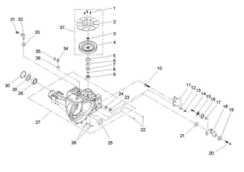 Housing and Fan Assembly Transaxle Assembly No 104 4310